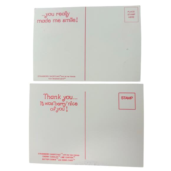 Vintage 1980s Strawberry Shortcake Thank You Postcards Set of 3 Unused - Picture 2 of 4